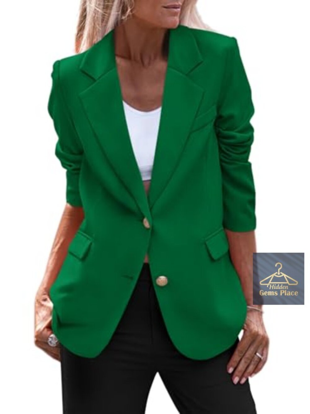Business Casual Blazer Notch Lapel Padded Shoulders Long Sleeve Work Office
